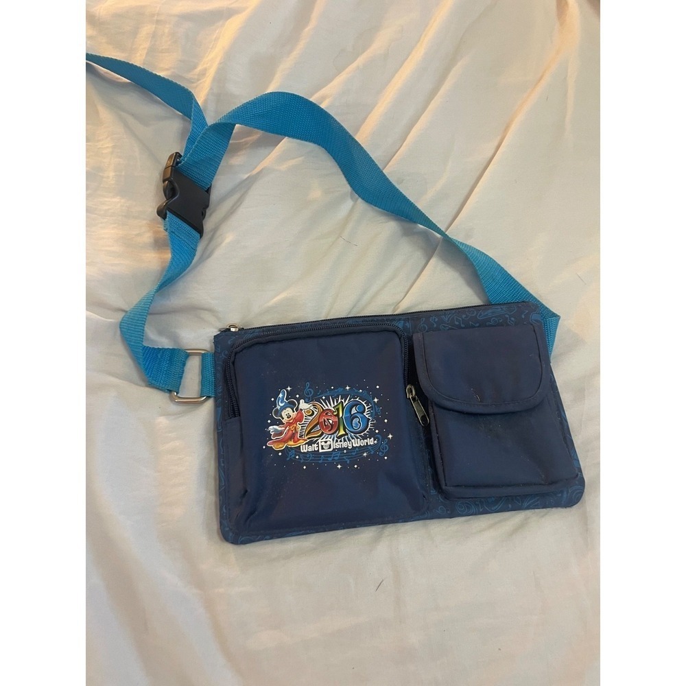 Disneyland Resort Mickey Mouse Waist Fanny Pack Blue w Zippers & Pockets